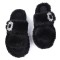 Adjustable Women's Fluffy Faux Fur Slippers Comfy Open Toe Two Band Velcor Slippers with Fleece Lining