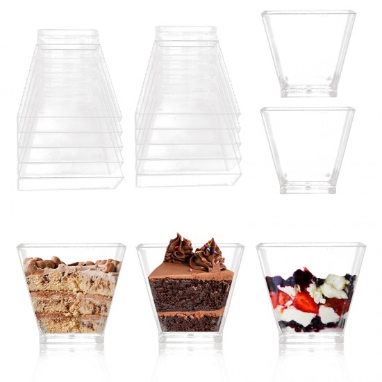 25pcs 60ML Disposable Plastic Dessert Cups Portion Transparent Baking Jelly Yogurt Dessert Ice Cream Cup kitchen Food Container